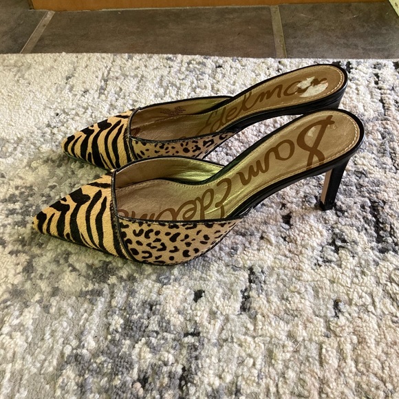 Sam Edelman Odelia Animal Leopard Mules Heels - Picture 7 of 14